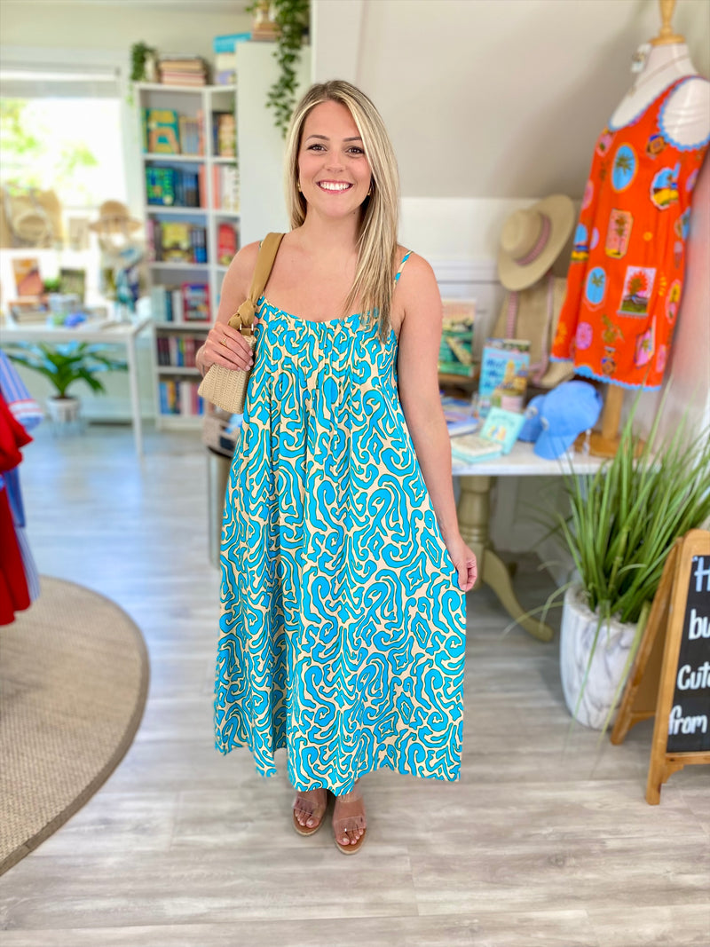 THML Abstract Print Spaghetti Strap Maxi Dress – Cameo Boutique