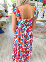 Floral Print Ruffle Strap Maxi Dress