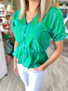 Embroidered Eyelet Peplum Top