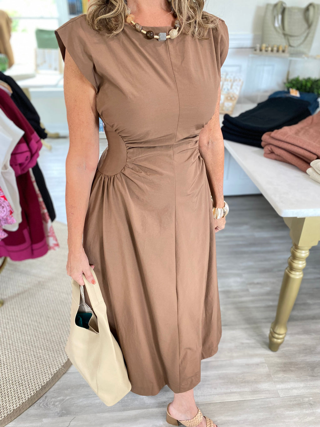 Ruched Waist Midi Dress