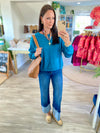 Front Seam Round-Neck Sweater
