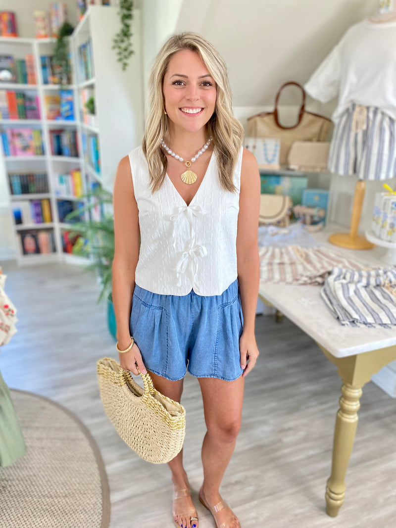 Textured Front Tie Vest