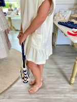 Textured Material Side Pockets Button Down Dress