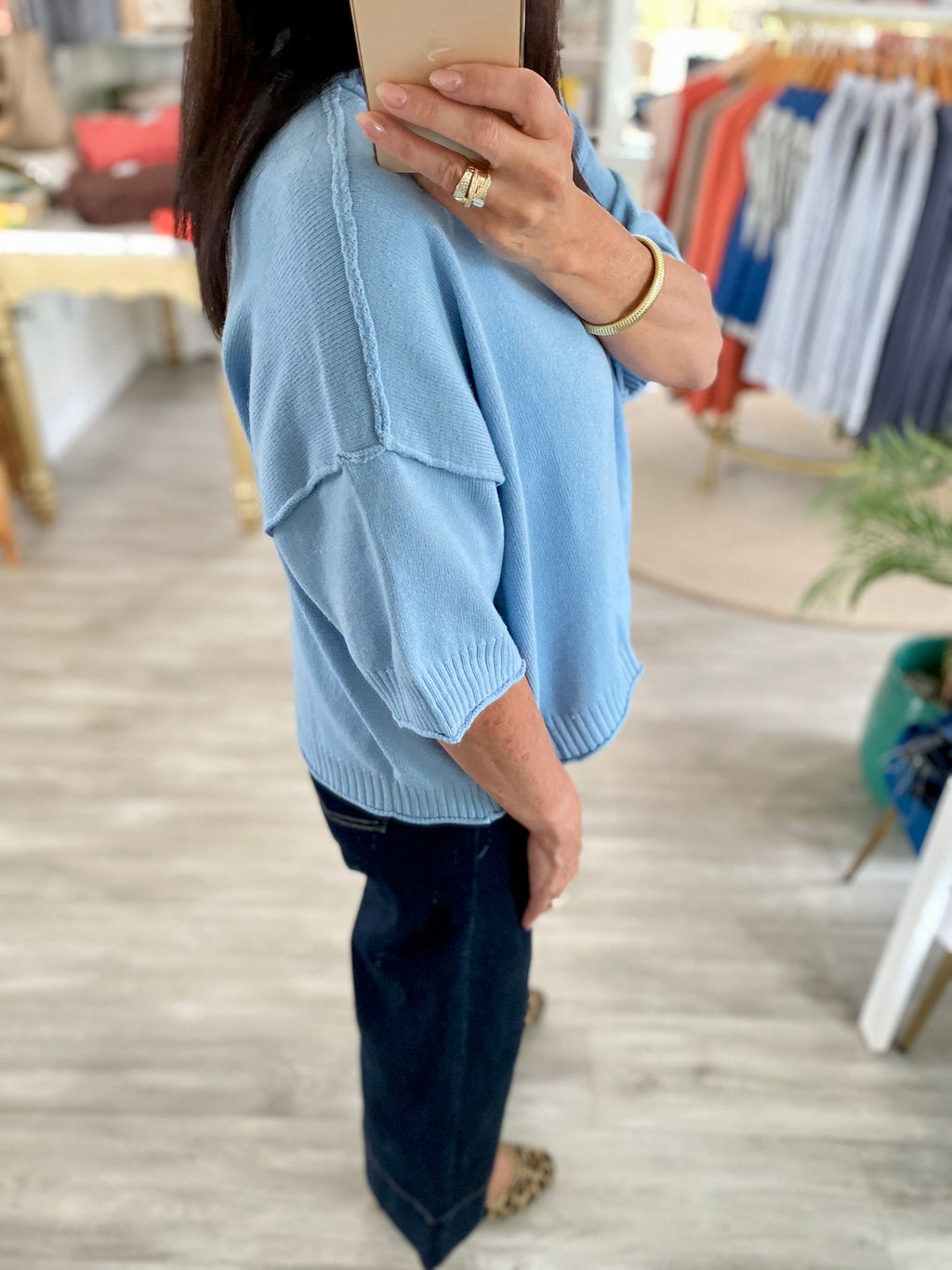 Crew-neck Drop Shoulder Sweater
