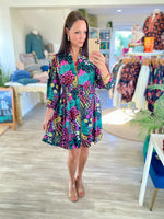 Floral Zip Front Mini Dress
