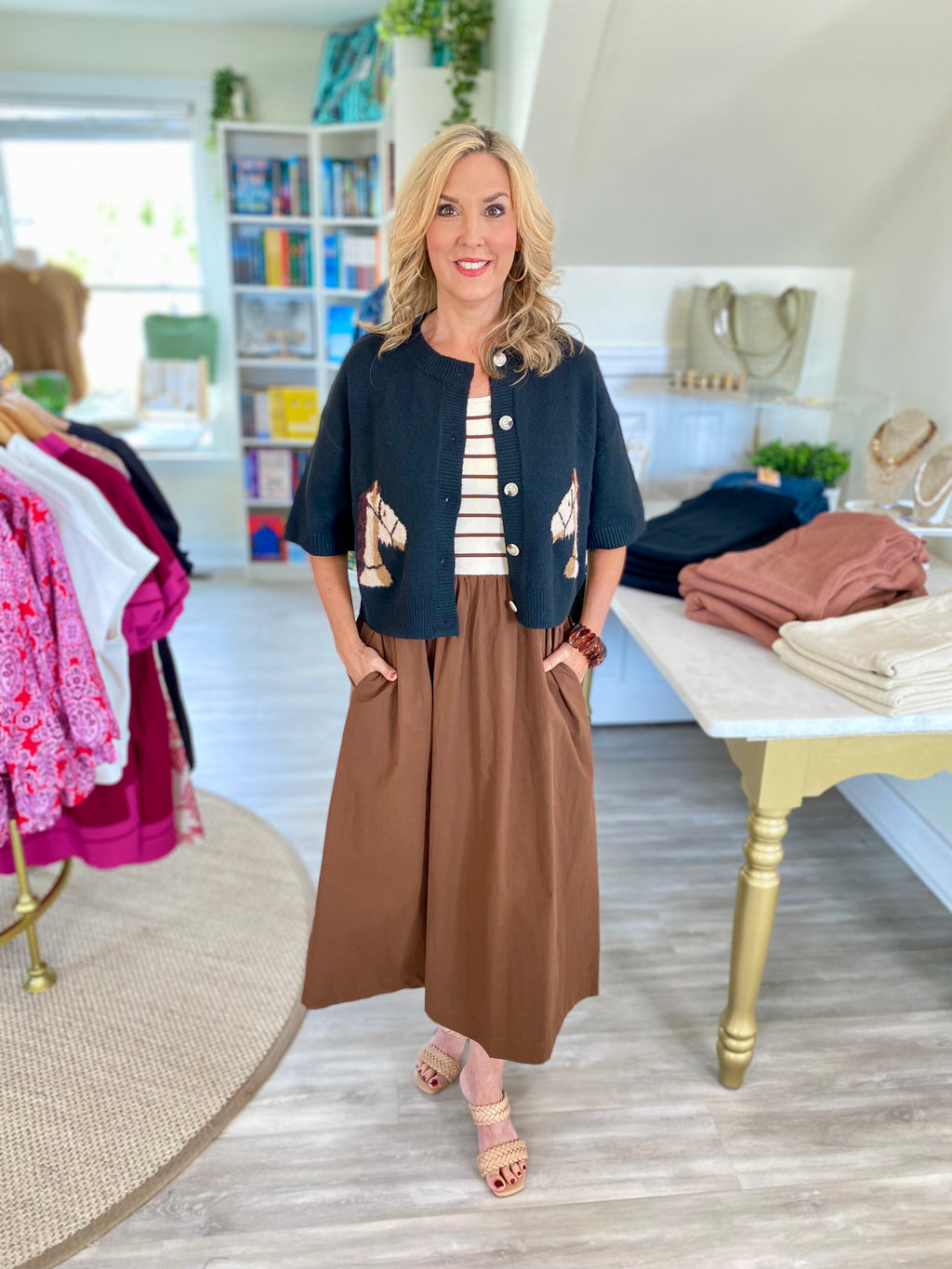 Horse Motif Cardigan Sweater