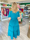 Woven Pin Tuck Tiered Maxi Dress