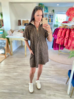 Leopard Print Puff Sleeve Mini Dress: