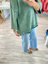 Washed 3/4 Sleeve Boxy Sweater