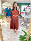 Midi Length Shirt Dress With Pockets