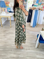 Abstract Boarder Print Midi Dress