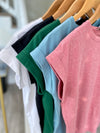Round Neck Rolled Cuff Tee
