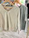 Washed Exposed Seam Knit Top