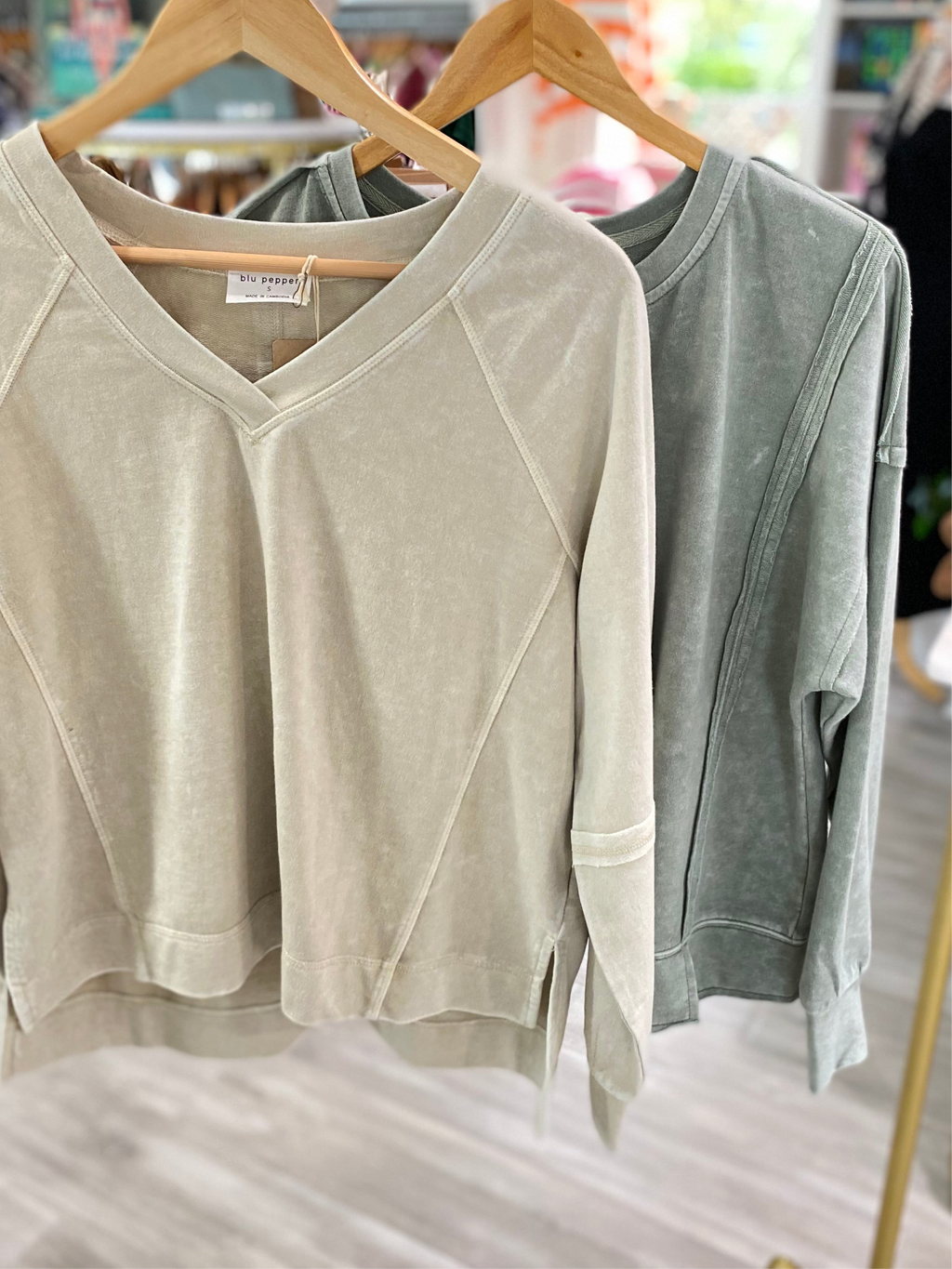 Washed Exposed Seam Knit Top