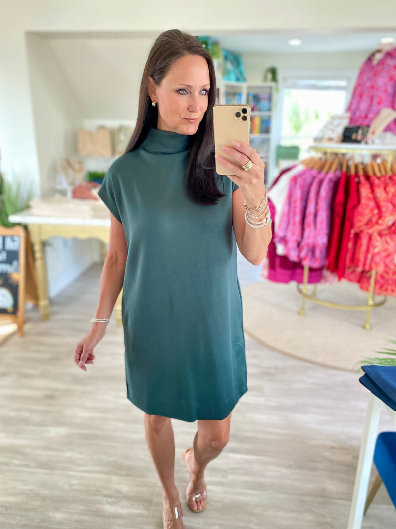 Short Sleeve Mock Neck Knit Mini Dress
