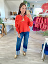 Front Seam Round-Neck Sweater