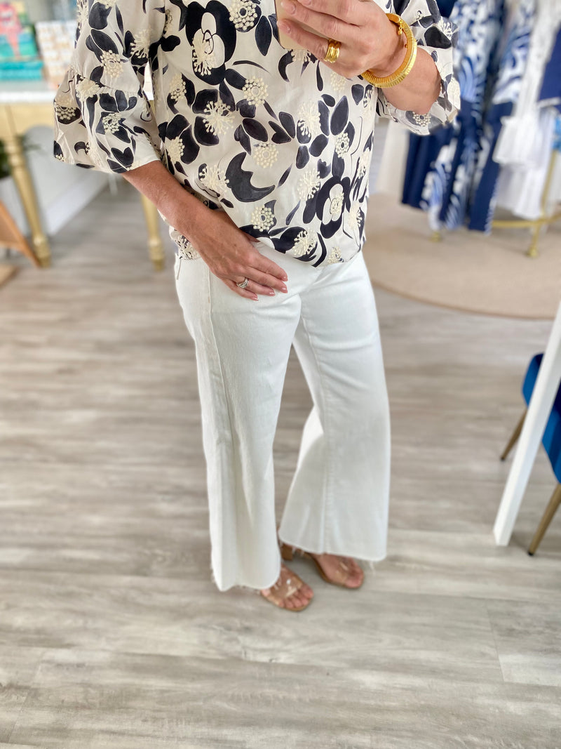 Tummy Control Mid Rise Wide Leg Jeans