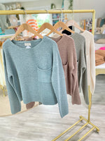 Lightweight Front Pocket Long Sleeve Pullover Sweater