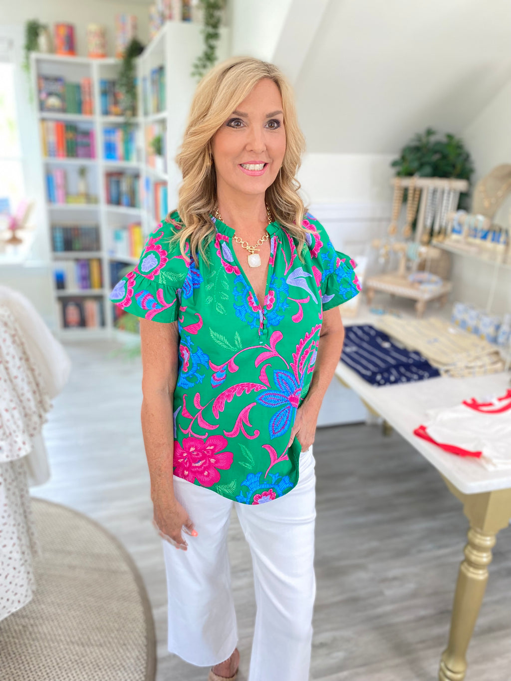 Floral Macy Ruffle Top
