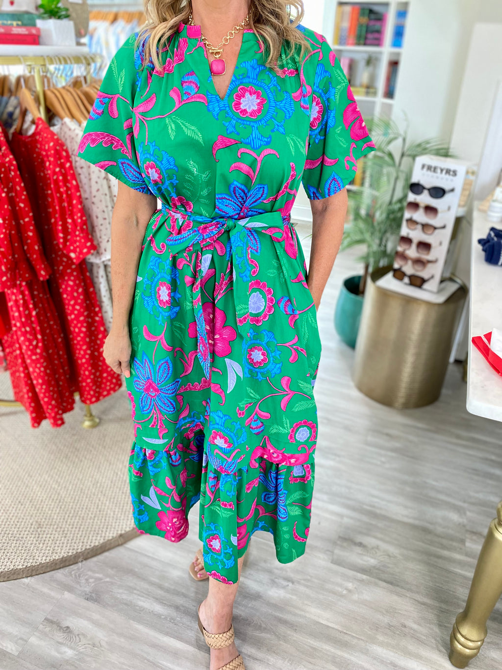 Floral Reya Pleated Midi Dress