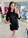 Drawstring Waist Knit MIni Dress