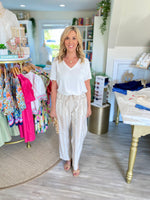 Tonal Stripe Linen Blend Pants