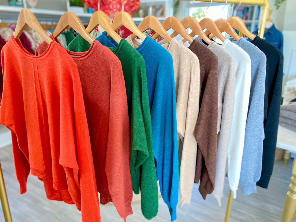 Front Seam Round-Neck Sweater