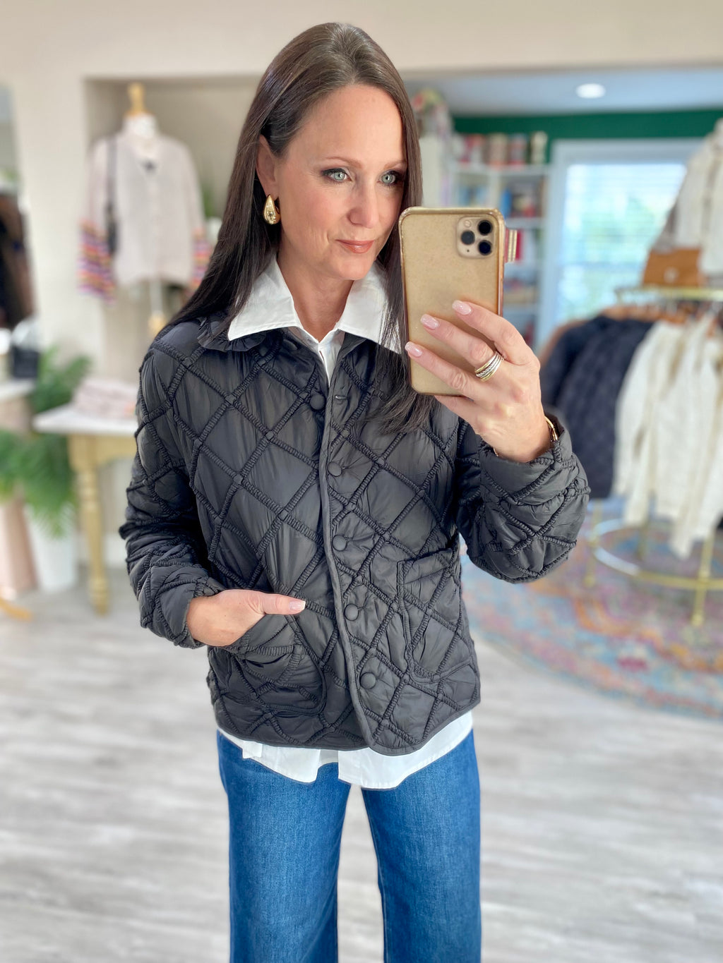 Quilted Ruffle Collar Jacket