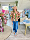 Floral Print Ruffle V Neck Top