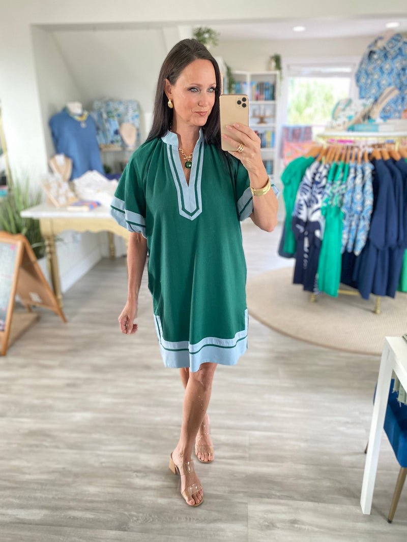 Two Tone Banded Shift Mini Dress