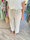 Tonal Stripe Linen Blend Pants