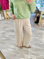 Wide Leg Trouser Pant with Back Elastic and Front Zipper