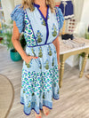 THML Mixed Print Flutter Sleeve Midi Dress