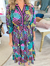 Floral Print V-Neck Midi Dress