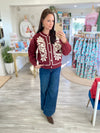 Floral Embroidery Button Front Cardigan
