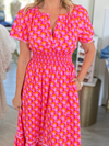 Paden Abstract Smocked Waist Midi Dress