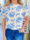 Two Tone Ruffle Neck Top