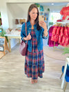 Plaid Smocked Tiered Midi Dress