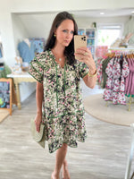Abstract Print Front Tie Mini Dress