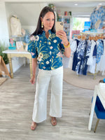 Floral Print Button Front Top