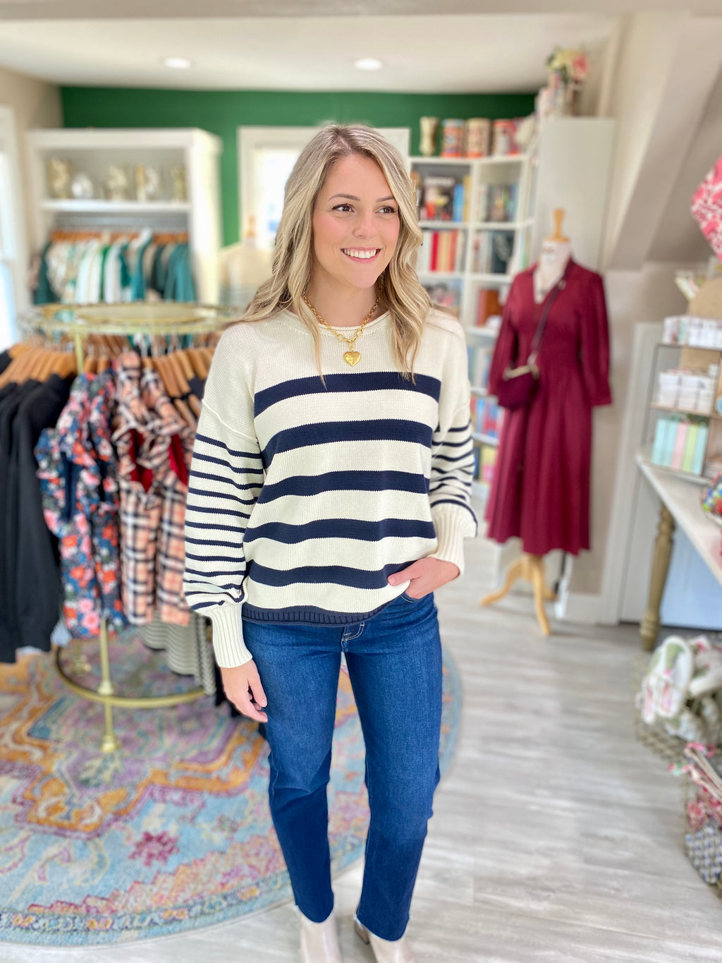 Horizontal Stripe Pullover Sweater