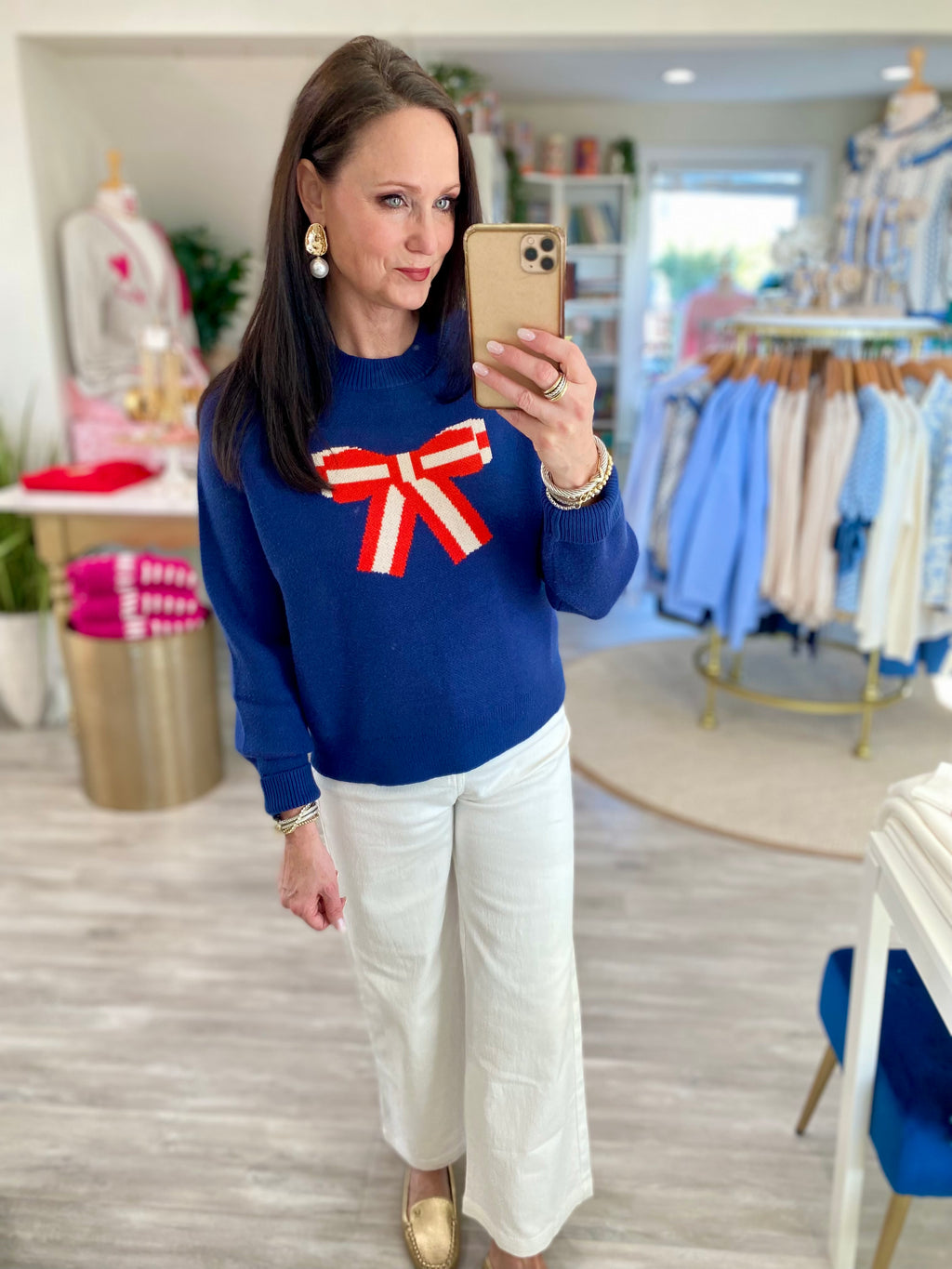 Red White and Bow Sweater