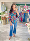 Floral Pin Tuck Yoke Top