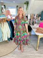 Floral Print V-Neck Midi Dress