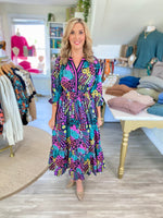 Floral Print V-Neck Midi Dress