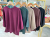 Solid Knit Dropped Shoulder Flare Sleeve Top