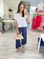 Linen Blend Vertical Stripe Pants