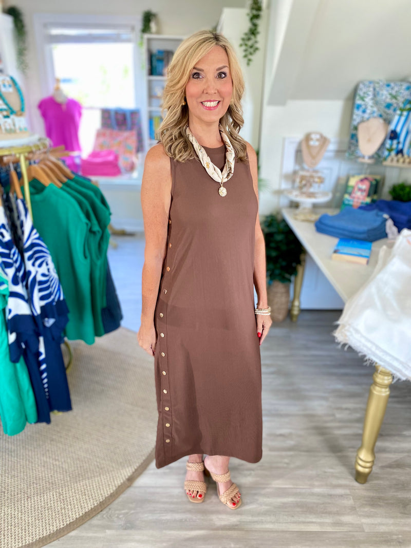 Ribbed Knit Sleeveless Midi Dress