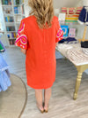 THML Embroidered Short Sleeve Mini Dress