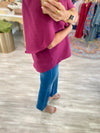 Flare Sleeve V Neck Woven Top